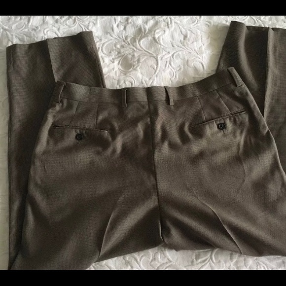 36x30 Jack Victor Men Dress pants Wool Brown Flat - Picture 3 of 5